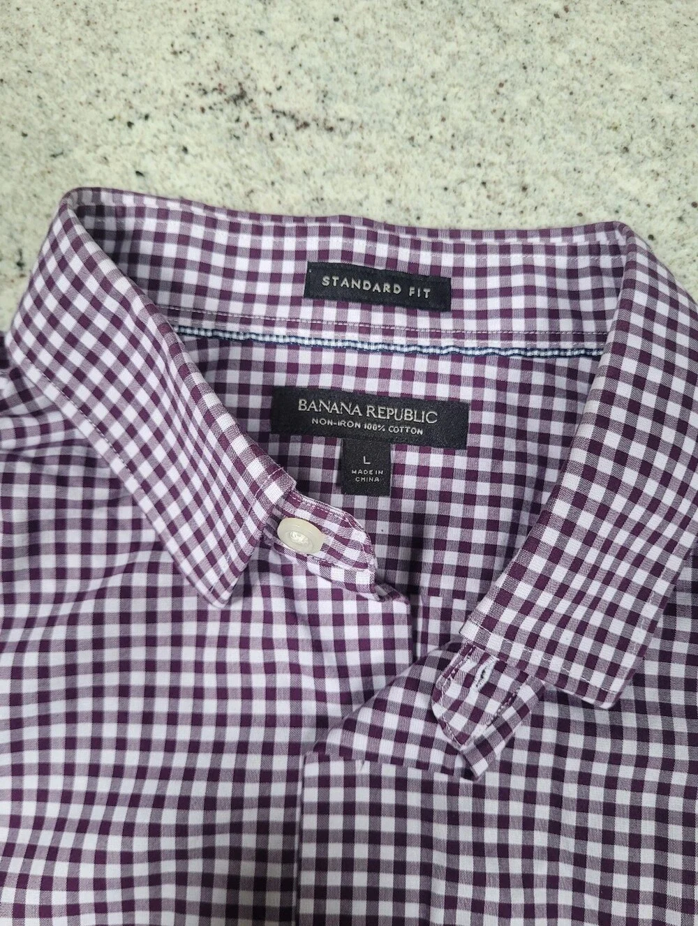Banana Republic Shirt Dress Button Down Purple Check Standard Fit Cotton Large
